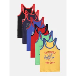 Bodycare Kids Boys Pack of 6 Printed Gym Vests 480ABCDEF-picture-32