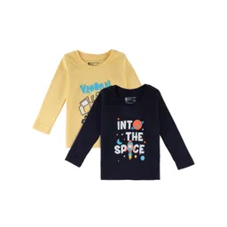 Bodycare Kids Boys Yellow And Navy Blue Typography 2 Printed T-shirt-picture-26