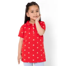 Bodycare Kids Girls Cotton Printed Polo Collar T-shirt-picture-13