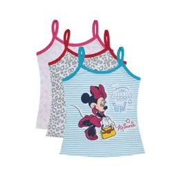 Bodycare Kids Girls Pack Of 3 Red & Blue Minnie Mouse Cotton Innerwear Vests-picture-33