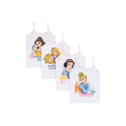 Bodycare Kids Girls Pack Of 4 White Disney Princess Cotton Innerwear Vests-picture-37