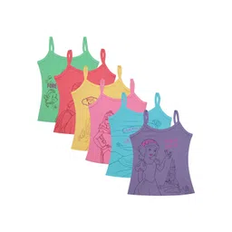 Bodycare Kids Girls Pack Of 6 Assorted Disney Princess Printed Cotton Innerwear Vests-picture-34