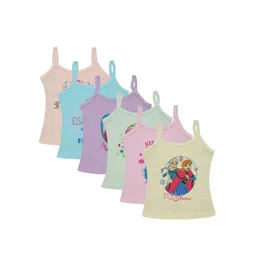 Bodycare Kids Girls Pack of 6 Assorted Elsa & Anna Printed Cotton Innerwear Vests-picture-35
