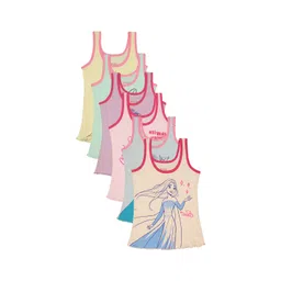 Bodycare Kids Girls Pack Of 6 Mickey Mouse Printed Cotton Basic Innerwear Vests-picture-31