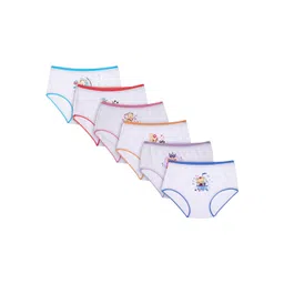 Bodycare Kids Girls Pack of 6 White Printed Cotton Hipster Briefs-picture-37