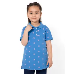 Bodycare Kids Girls Printed Cotton Polo Collar T-shirt-picture-32