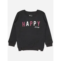 Bodycare Kids Girls Typography Printed Pullover Fleece Sweatshirt-picture-30