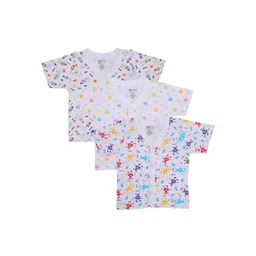 Bodycare Kids White Pack of 3 Printed V-Neck Pure Cotton T-shirt-picture-36