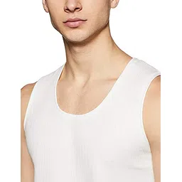 bodycare Solid Men's Sleeveless Slim Fit Thermal Top (White) 85 Cm., Medium image 4