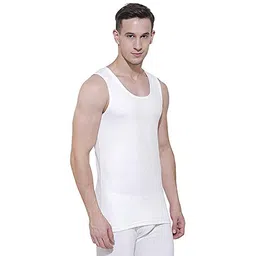 bodycare Solid Men's Sleeveless Slim Fit Thermal Top (White) 85 Cm., Medium image 3
