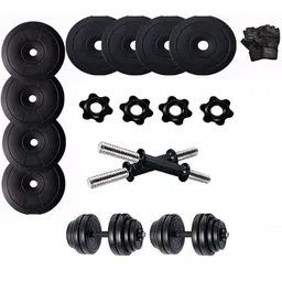 bodyfit 20 kg Adjustable Dumbbell Set, 2x14inch D.rods, Weight Plates, Exercise Set, Home Gym. Home Gym Combo-picture-41