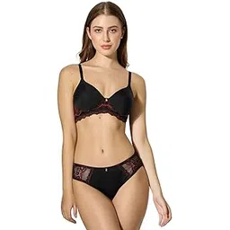 bodyline Noir Padded Polyamide Lace Bra & Panty Set – Ultra Soft Cups, Non-Wired Comfort Fit-picture-30