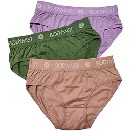 bodymist Stylish Womens Cotton Blend Regular Fit Hipster Panty (M,Multicolor, Pack of 3)-picture-21