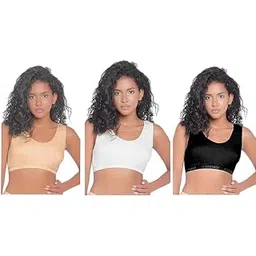 bodymist Women's Cotton Blend Bra Non-Padded Wirefree Full Coverage Every Day Easy Breezy Slip-On T-Shirt Bras Pack of 3-picture-36