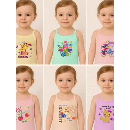 BODYSHINE Girls Pack Of 6 Printed Innerwear Vests-picture-39