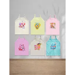 BODYSHINE Girls Printed Sleeveless Innerwear Vests - Set Of 6-picture-54