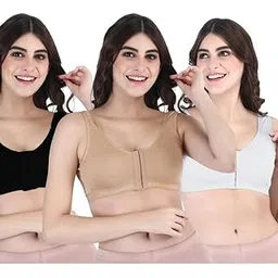 bodysize Cotton Front Open Sports Bra for Women Daily Use | Non-Wired Sweat Absorbent Seamless Bra | Full Coverage Regular Wear Comfortable and Convenient with Back Support Suitable for Gym, Yoga-picture-55