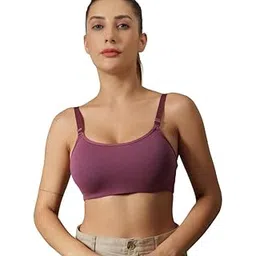 bodysize Women’s Everyday Sports Bra | Soft Cotton-Lycra Stretch | Full Cup Coverage, Wire-Free Comfort, Lightly Padded, Seamless with Adjustable Straps CAMI (Cup Size: B)-picture-54