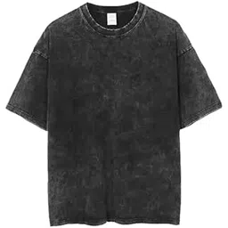 boffi ... 100% Cotton Oversized T-Shirt Unisex Drop Shoulder Dye Washed Street Look Black Pack of 1-picture-30