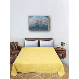Bohekant Yellow Embroidered Pure Cotton Double Bed-Queen Size Covers-picture-36