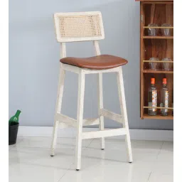 bohemiana from pepperfry Byron Solid Wood Bar Chair In Sandblasted White Distress Finish-picture-12