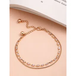 Bohey by KARATCART Gold-Plated American Diamond Link Bracelet-picture-17