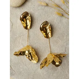 Bohey by KARATCART Gold Plated Contemporary Shaped Drop Earrings-picture-31