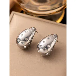 Bohey by KARATCART Silver Plated Crystal Studded Elegant Teardrop Shaped Studs-picture-27