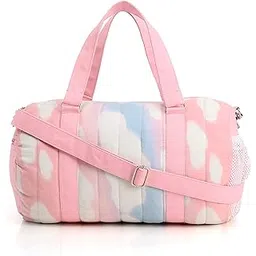 boho girl Cotton Cloudy Quilted Duffle Bag For Girls | Gym Bag For Women | Travel Bag For Women | Duffle Bag With Detachable Strap And Relaxed Fit Top Handle, 30 cm,Brown-picture-42