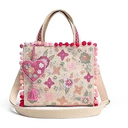 Boho Girl Whimsical Multi Color Jacquard Mini Blush Tote With Adjustable Strap | Wedding Gift For Women | Ladies Purse Shoulder Tote Bag-picture-46