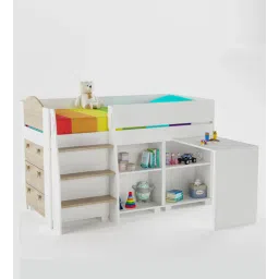 boingg! - a happy start All Star Bed with Drawers & Shelves with Study Table in Oak & White Colour-picture-38