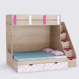 boingg! - a happy start Pattern Dreams Bunk Bed 6X5 (Drawers On Wheels) In Oak & Pink Colour-picture-24