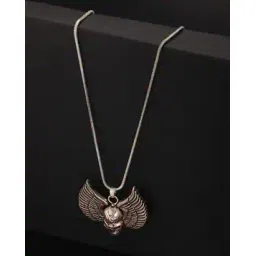 bold by priyaasi Silver-Plated Chain with Winged-Skull Pendant-picture-13