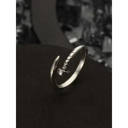 Bold by Priyaasi Twisted Nail Silver-Plated Ring for Men-picture-24