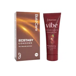 Bold Care Set Of 2 Vibe Strawberry Lube - 50 ml With Ecstasy Condoms - 10 Pcs-picture-16