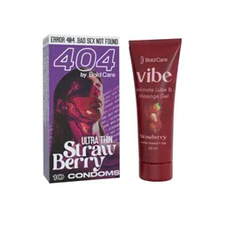 Bold Care Set Of 2 Vibe Strawberry Lube - 50 ml With Ultra Thin Strawberry Condoms - 10Pcs-picture-35