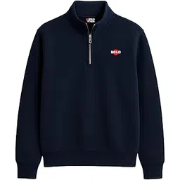 bold fitness Men’s Half-Zip Fleece Sweatshirt | Stylish, Breathable,Quarter-Zip Pullover Full Sleeve Winter Wear (in, Alpha, S, Navy Blue)-picture-25