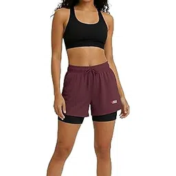 bold fitness Women's 2-in-1 Athletic Shorts with Inner Tights Layer, Drawstring Waist | Women's Double Layer Shorts for Running, Gym & Sports-picture-52