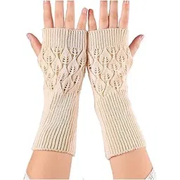 bold n elegant Cute Knitted Woollen Warm Comfortable Fingerless Gloves Thermal Mittens Winter Accessories Hand Warmer Gloves for Women-picture-10