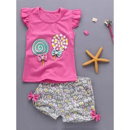 Bold N Elegant Girls Printed Round Neck T-Shirt With Shorts-picture-23