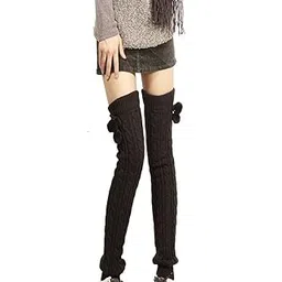 bold n elegant Knitted Warm Woolen Thigh High Long Leg Warmer Winter Boot Cuffs Socks for Women-picture-20