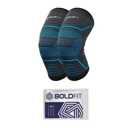 BOLDFIT Black & Blue Solid Knee Support Cap-picture-25