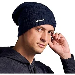 Boldfit Long Winter Caps for Men Woolen Beanie Cap for Men & Women Stretchable Woolen Cap for Men for Winter Thermal Winter Cap for Men Long Skull Cap for Winter Men Winter Wear Beanies - Navy Blue-picture-11