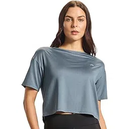 Boldfit Women's Polyester Blend Regular Fit Cropped Top Stylish Gym T Shirt with Breathable Fabric,Trendy,Stretchable,Comfortable Relaxed Fit Activewear for Workout, Casual Wear & Everyday Crop Tshirt-picture-20