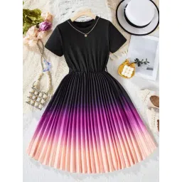 Bolly Lounge Girls Black Cotton Blend Short Sleeves Plain Dress-picture-13