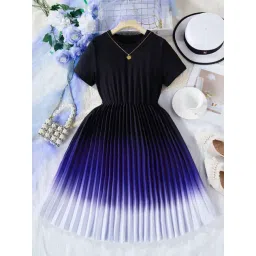 Bolly Lounge Girls Black Cotton Blend Short Sleeves Plain Dress-picture-11