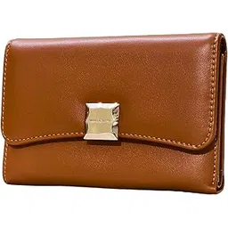 bolsavira Women's Tri-Fold Wallet, Brown Vegan Leather, Magnetic Snap Closure, 6 Card Slots with ID Window, Coin Pocket, Slim Design for Daily Use, 20.3 x 10.2 x 3.8 cm (Amber Saddle)-picture-10