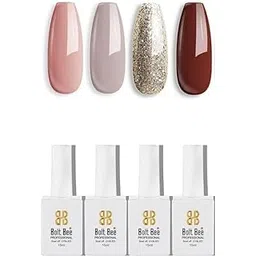 Bolt Bee Gel Nail Polish with Glossy Finish | Quick Drying,Non-Smudging,Chip-Resistant, Long-Lasting Nail paint | Highly Pigmented Gloss Touch Polish | Gift Set for Women-Pack of 4-picture-15