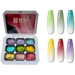 Bolt Bee Professional 9-Color Patting Gel Set for Ombre and Aura Nails, Soak-Off UV LED Nail Art Kit with Gradient Effects, Salon Quality (Light Purple, Lavender, Aqua Blue, Teal, Lime Green, Yellow, Golden Yellow, Peach Pink, Coral Red(5))-image-26