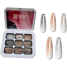 Bolt Bee Professional 9-Color Patting Gel Set for Ombre and Aura Nails, Soak-Off UV LED Nail Art Kit with Gradient Effects, Salon Quality (White, Nude, Beige, Silver Glitter, Champagne Gold, Golden Brown, Copper, Rose Gold, Bronze(12))-picture-10